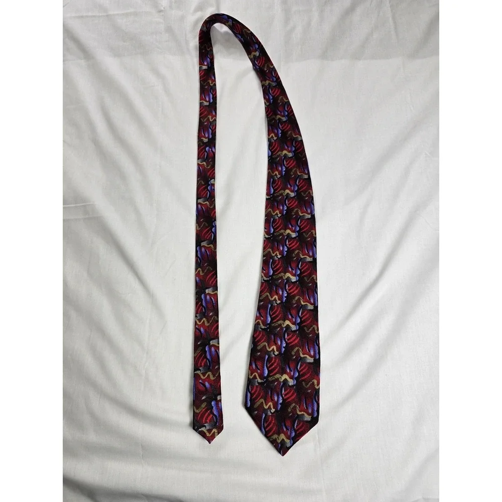 Vintage Jerry‎ Garcia Tie Mens Abstract Silk Red Scold Collection Fourteen 90s